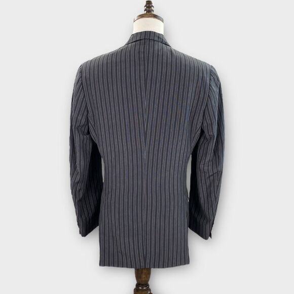 Z Zegna Blazer Mens 40R Silk Linen 'Sweater' Striped 3 Button Lightweight - Picture 3 of 12